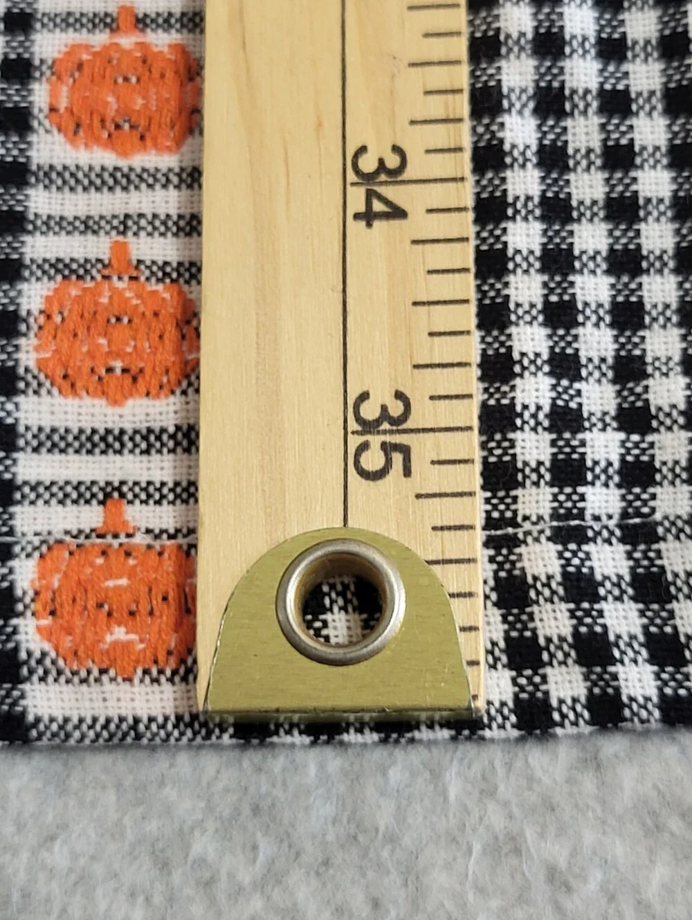 Shabby Chic Halloween Bib Apron Embroidered Pumpkins Black White Check Pocket